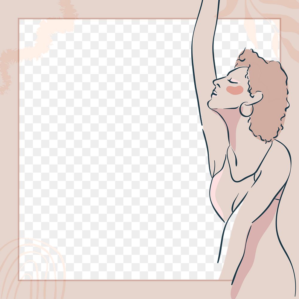 Png pretty woman border frame, transparent background