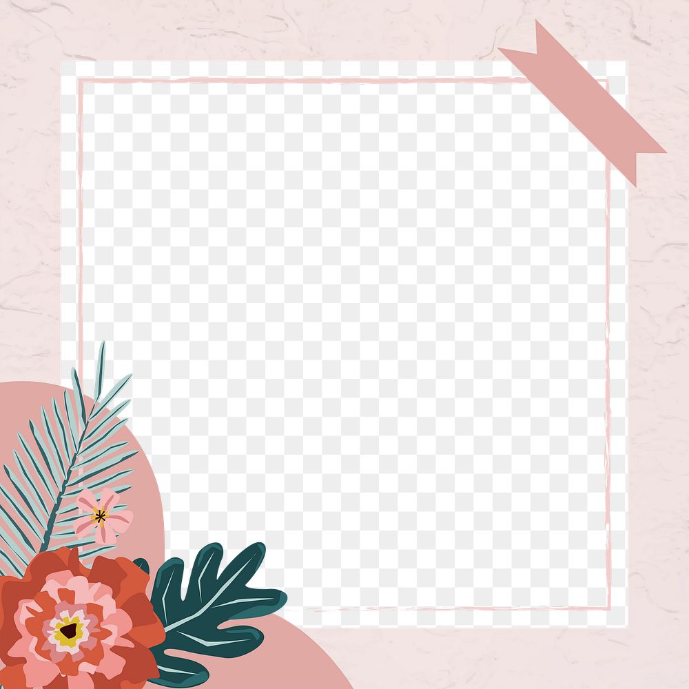 Png cute floral border frame, transparent background