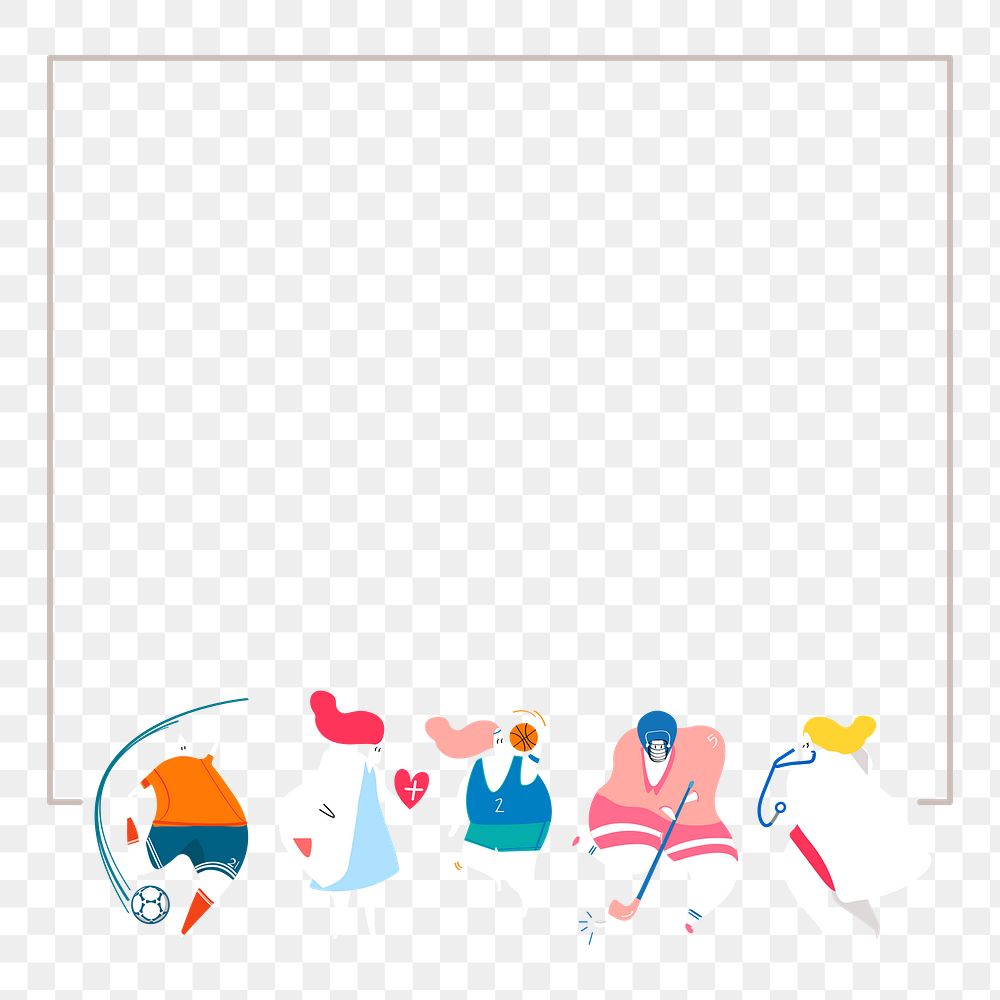 Colorful cartoon png frame, transparent background