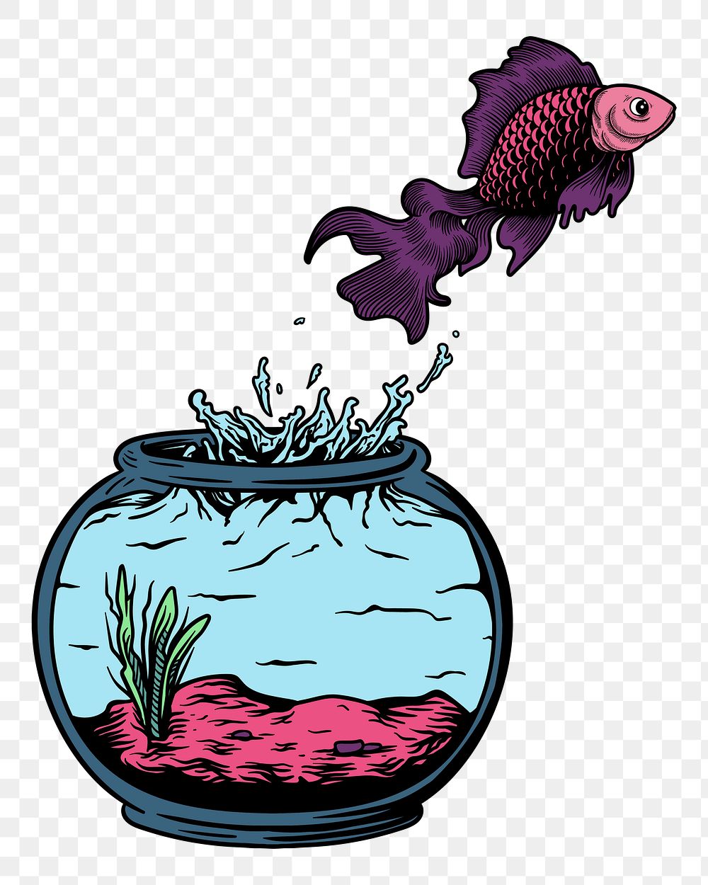 Png fish tank element, transparent background