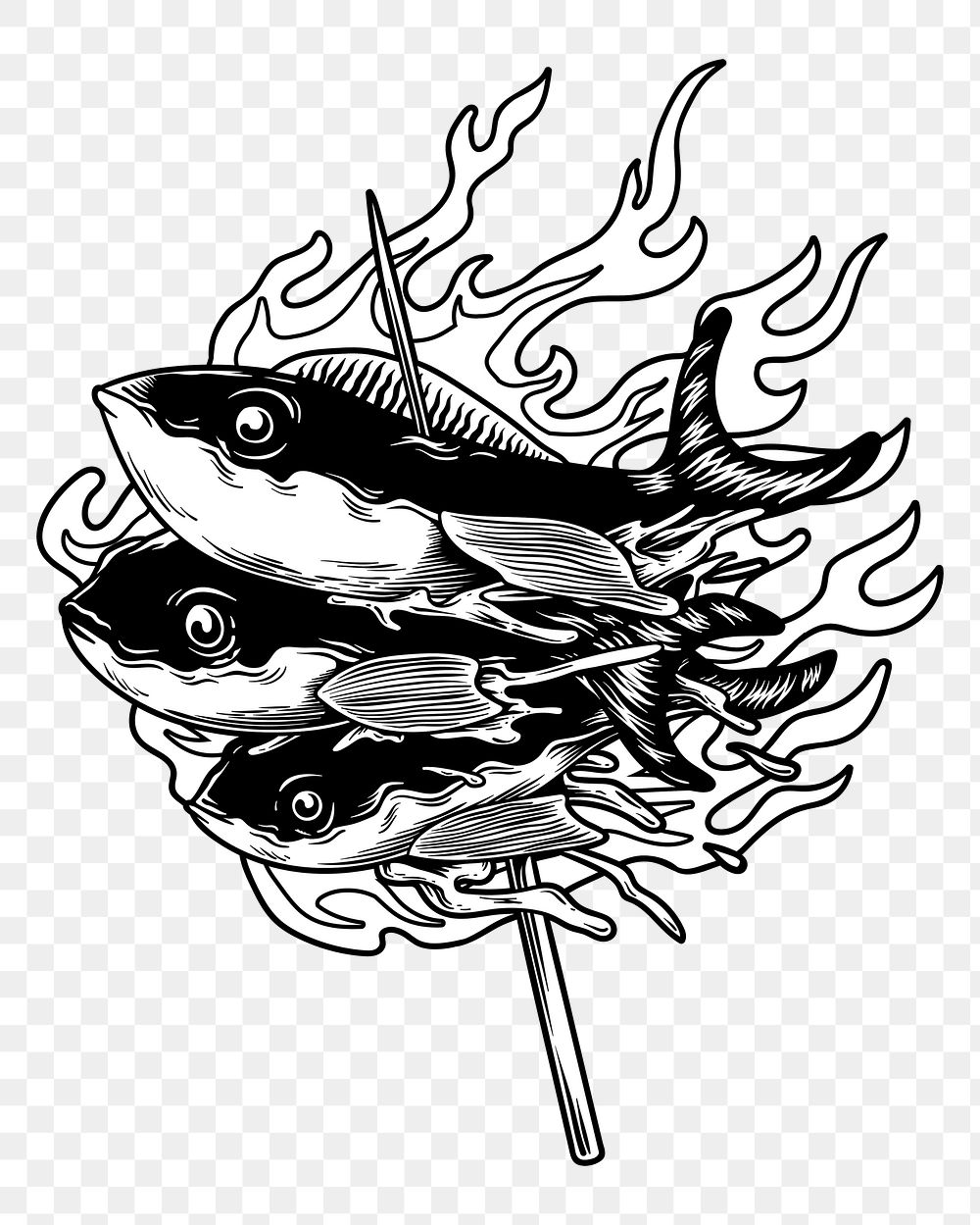 Png grilled fish element, transparent background