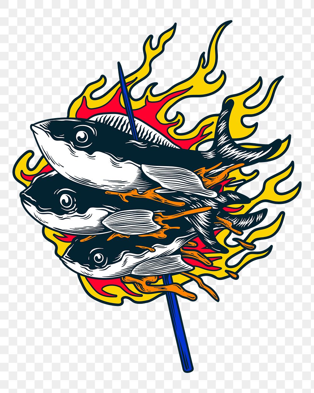 Png grilled fish element, transparent background