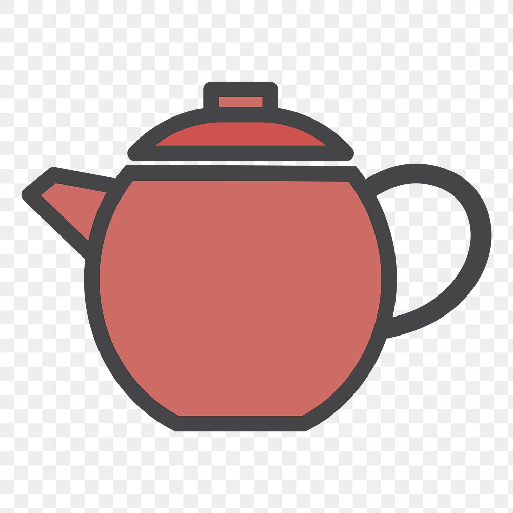 PNG tea pot illustration sticker, transparent background