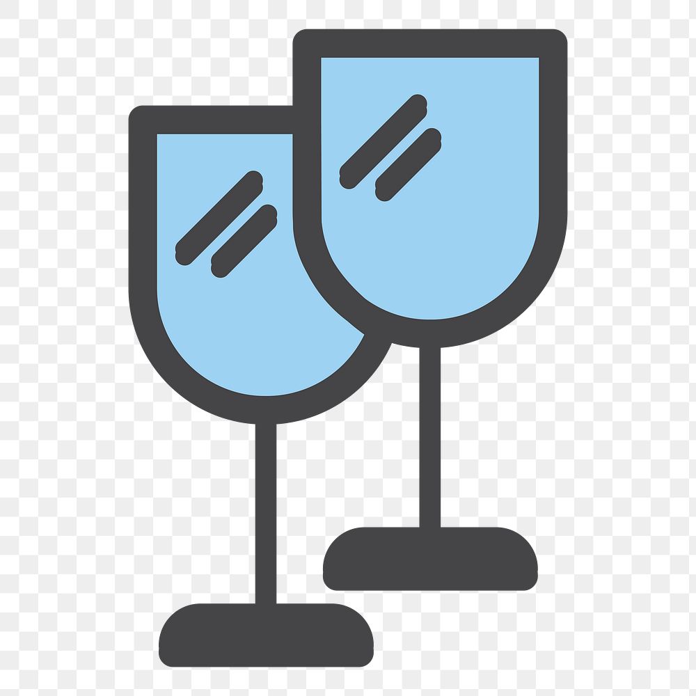 PNG champagne glasses illustration sticker, transparent background