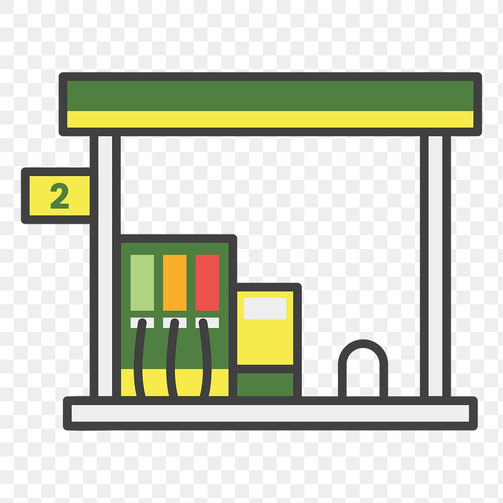 PNG  gas station illustration sticker, transparent background