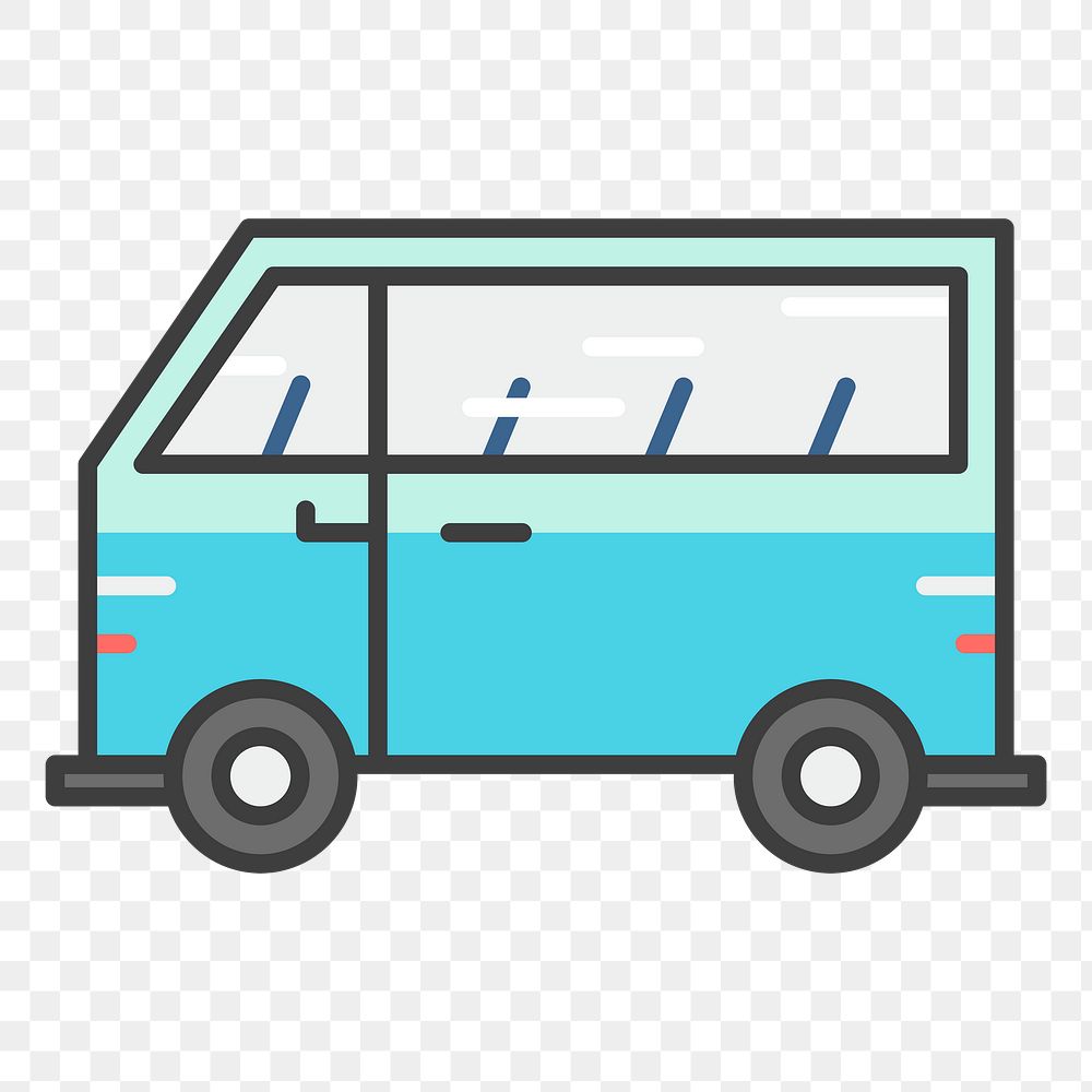PNG small bus illustration sticker, transparent background
