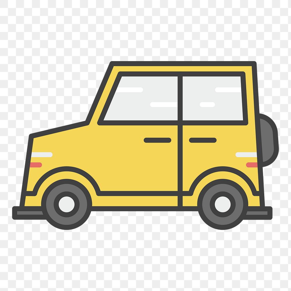 PNG yellow car illustration sticker, transparent background