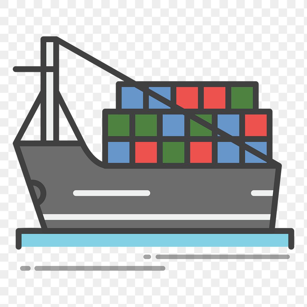 PNG  freight ship illustration sticker, transparent background