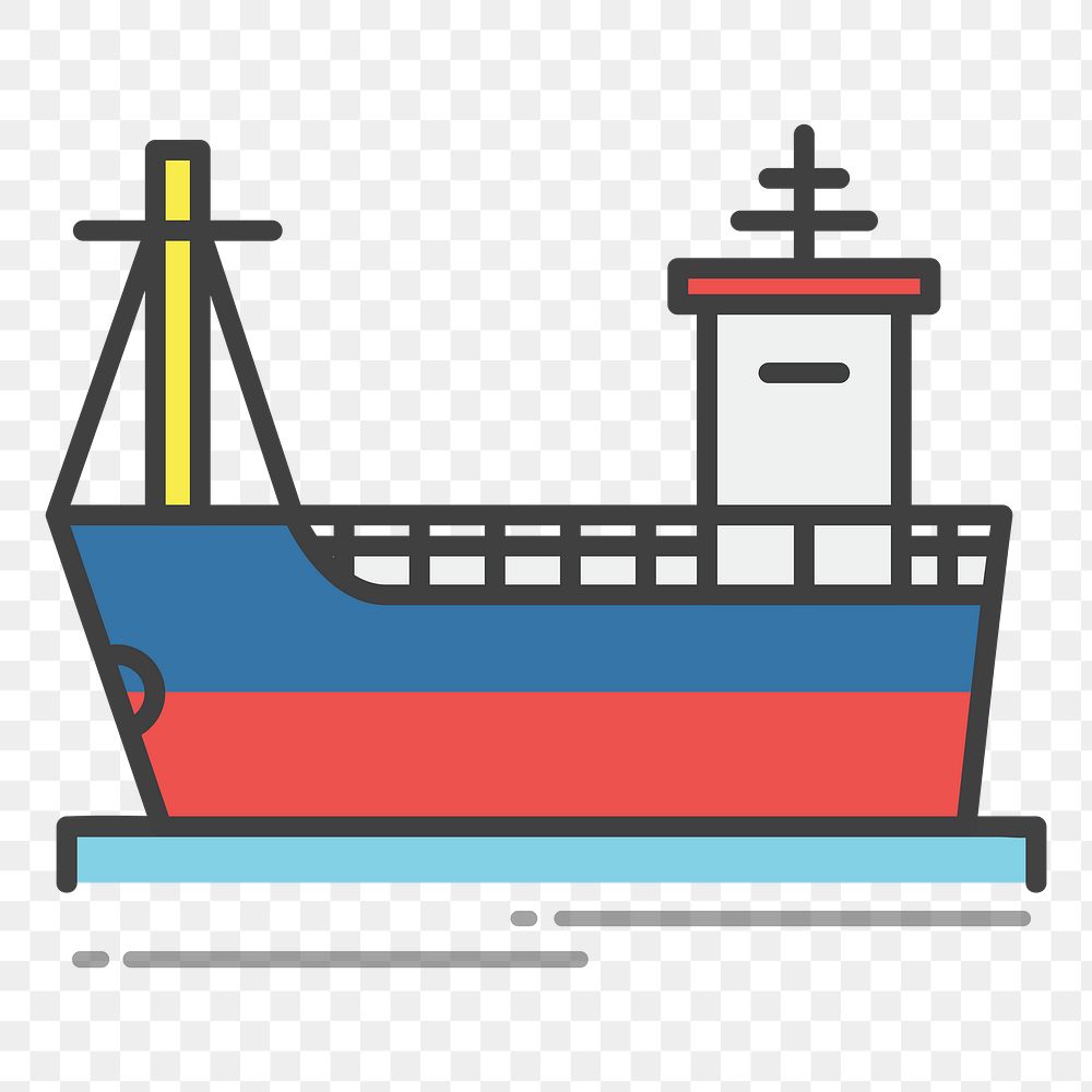 PNG  freight ship illustration sticker, transparent background