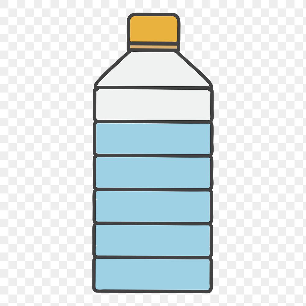 PNG water bottle illustration sticker, transparent background