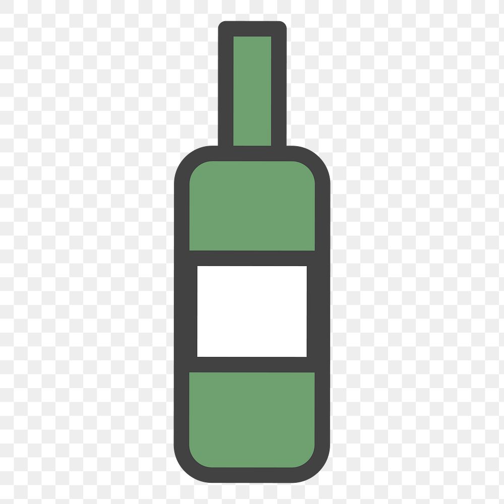 PNG green bottle illustration sticker, transparent background