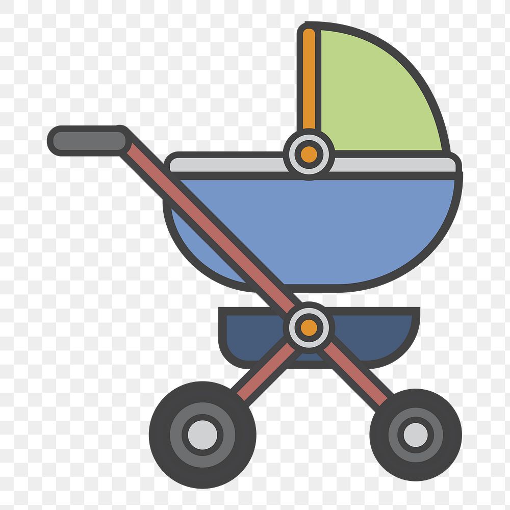 PNG Baby stroller illustration sticker, transparent background
