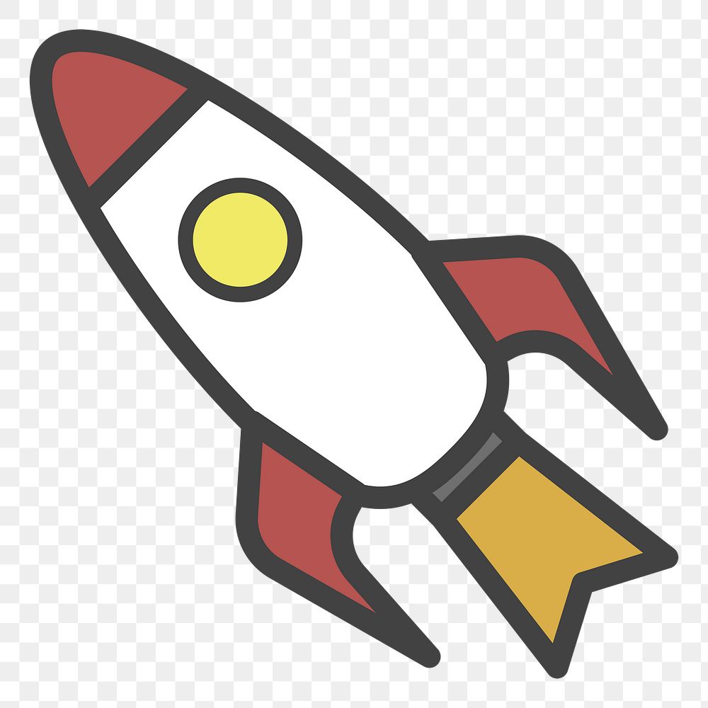 PNG rocket ship illustration sticker, transparent background