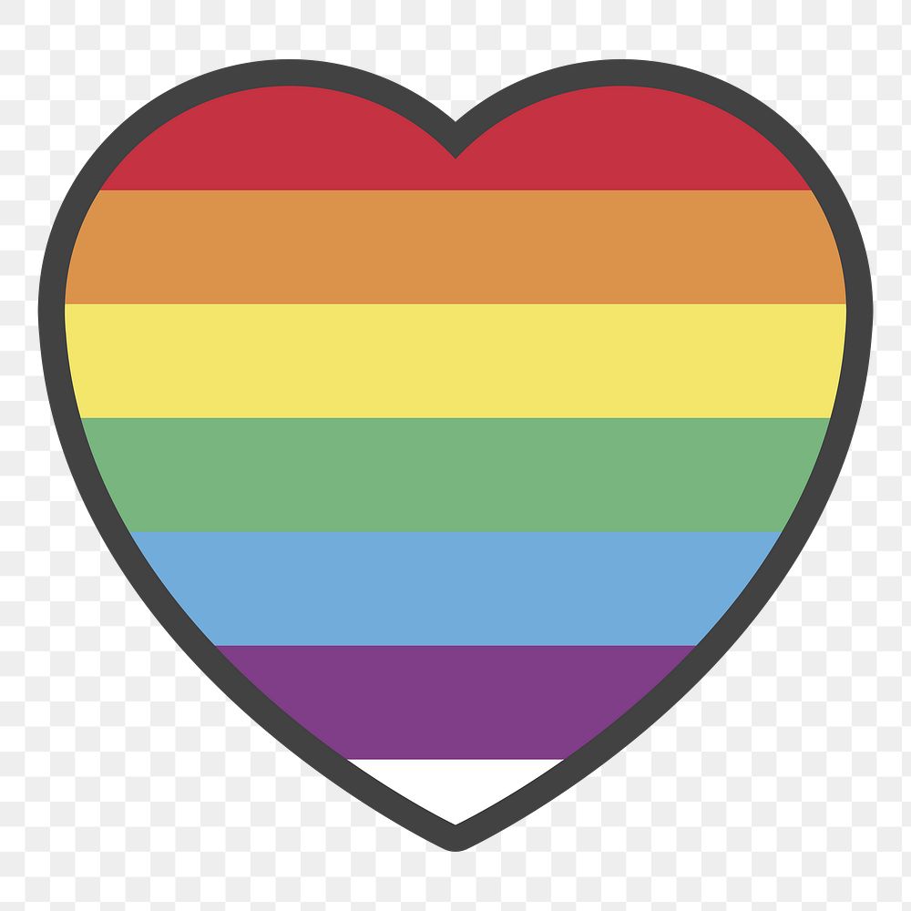 PNG LGBT heart illustration sticker, transparent background