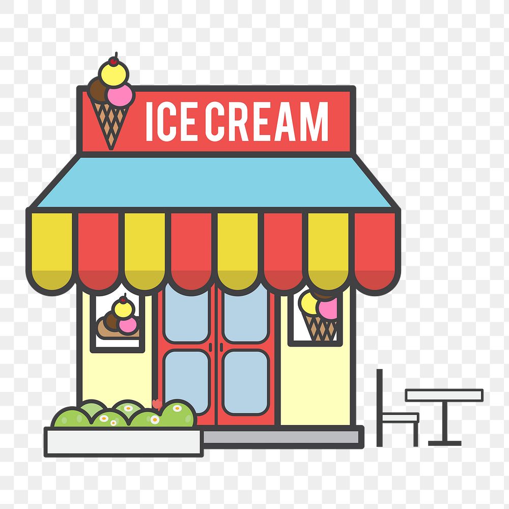 Ice cream shop png illustration, transparent background