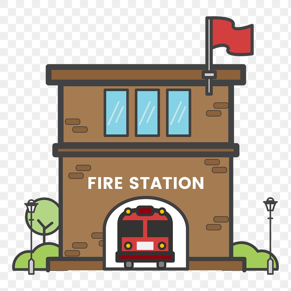 Fire station png illustration, transparent background