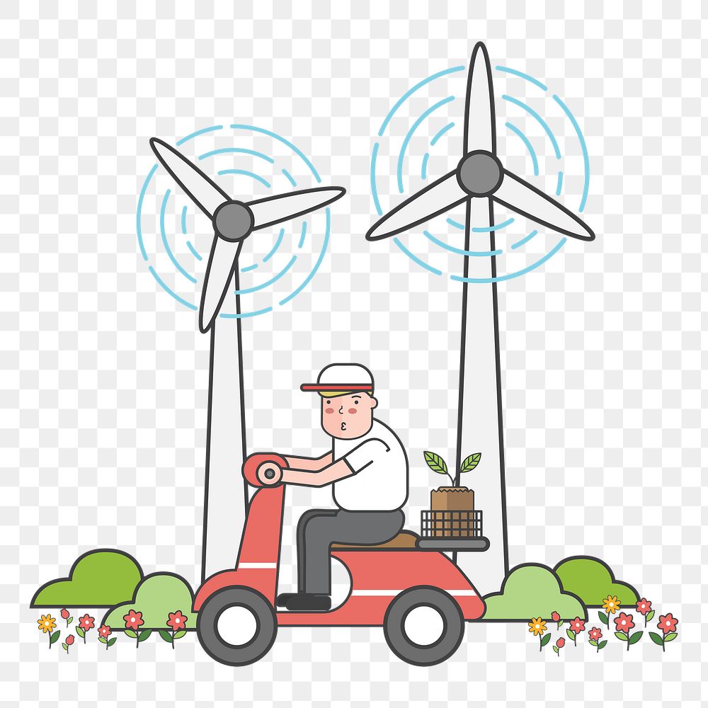 Wind power png illustration, transparent background