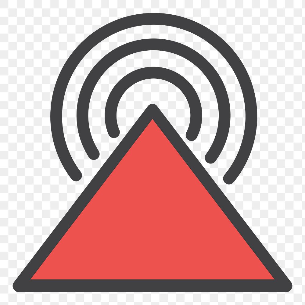 PNG triangle with signal waves illustration sticker, transparent background
