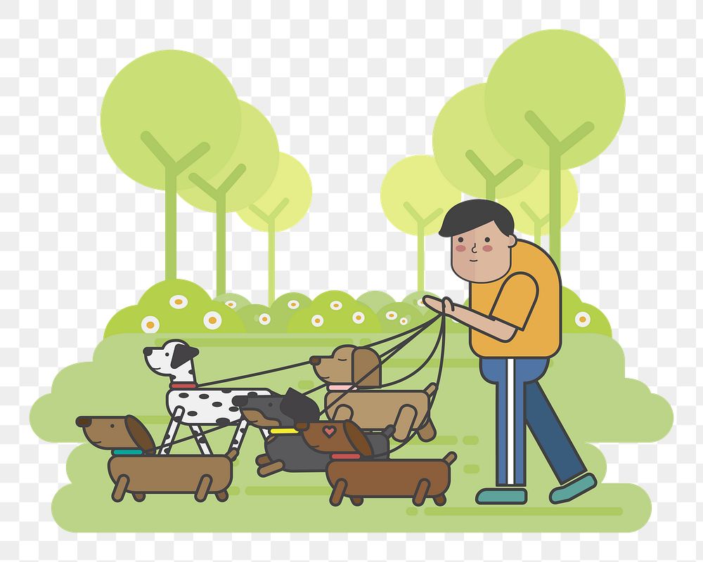 Walk the dogs png illustration, transparent background