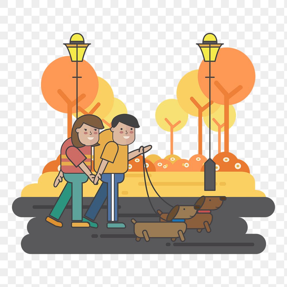 Walk the dogs png illustration, transparent background