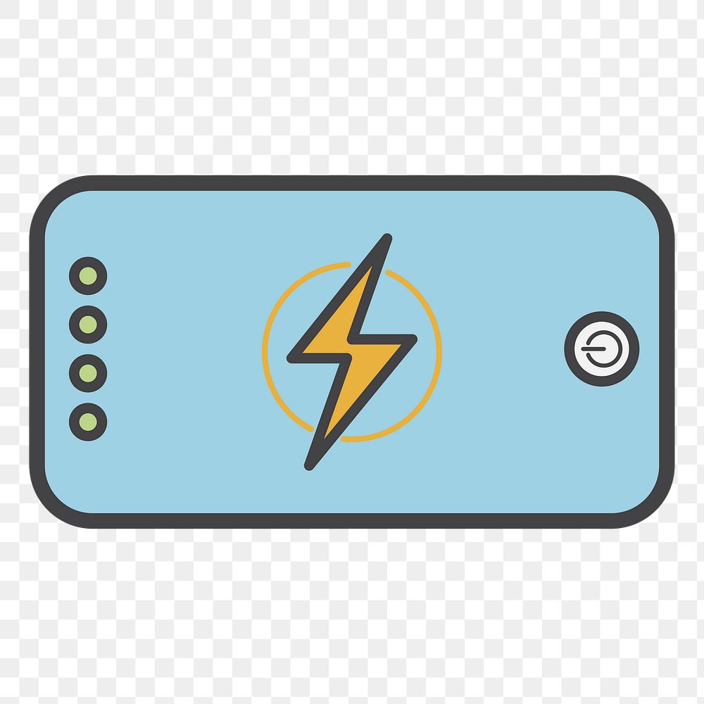 PNG mobile phone on charge illustration sticker, transparent background