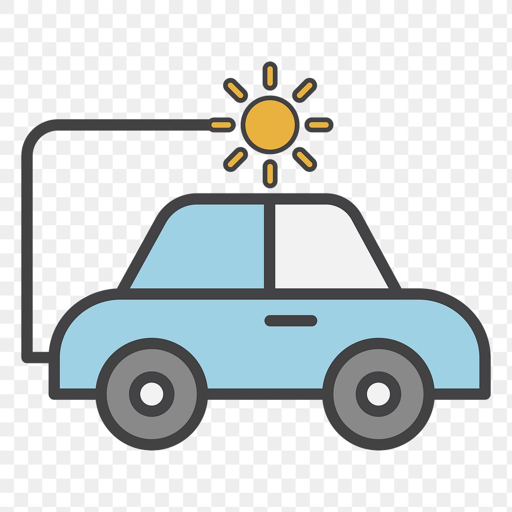 PNG solar powered car environmental illustration sticker, transparent background