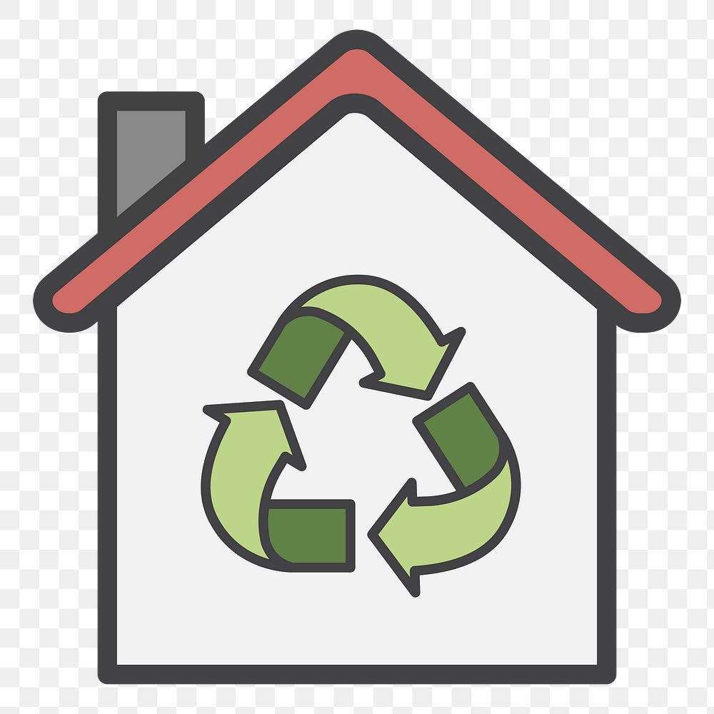 PNG Recycle house illustration sticker, transparent background