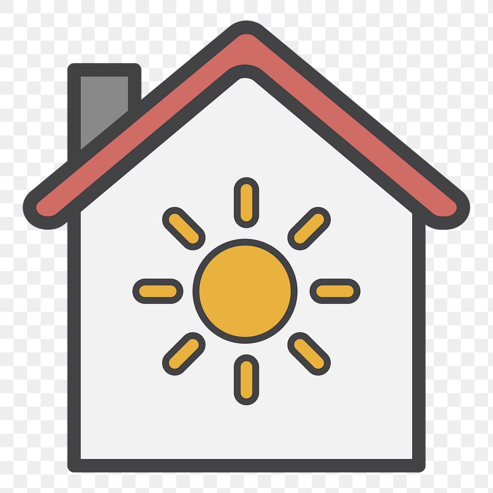 PNG Solar power house illustration sticker, transparent background