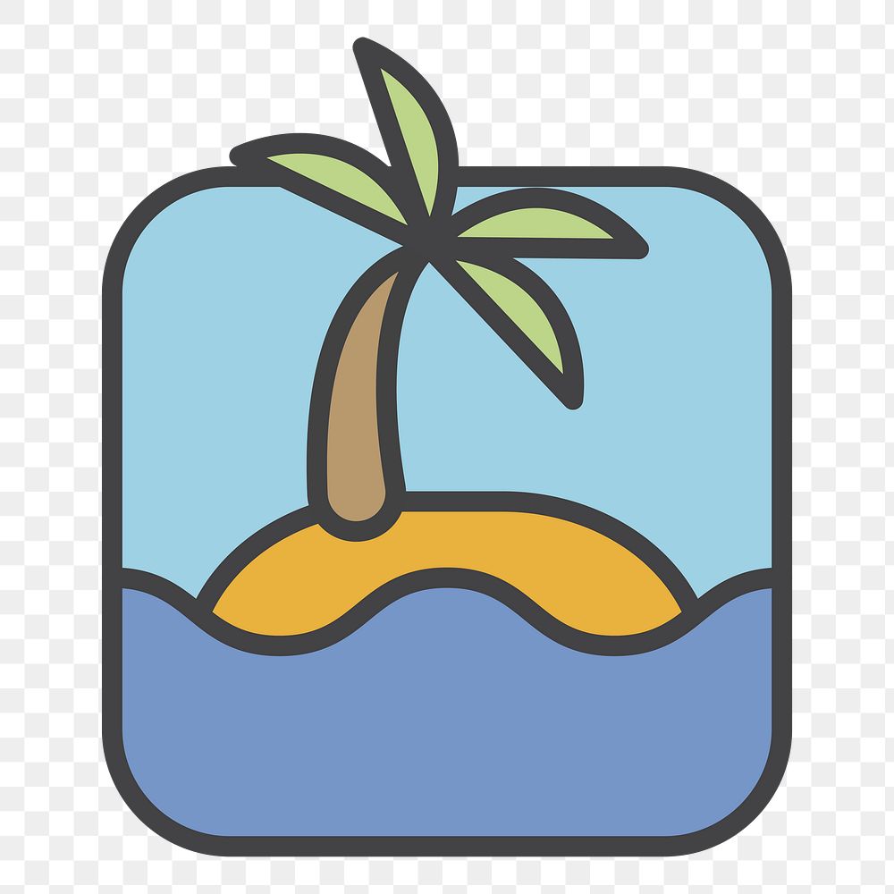 PNG Beach palm illustration sticker, transparent background