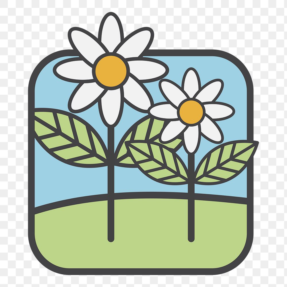 PNG Flowers illustration sticker, transparent background