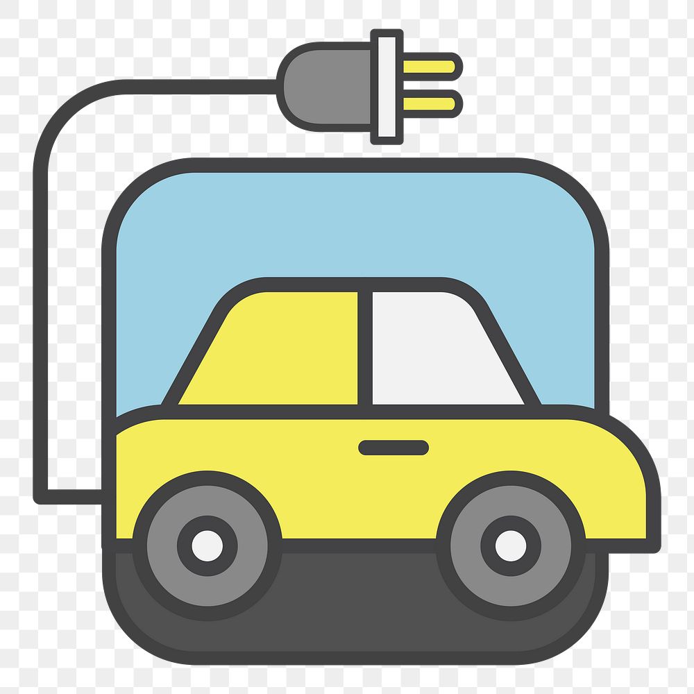 PNG EV car illustration sticker, transparent background