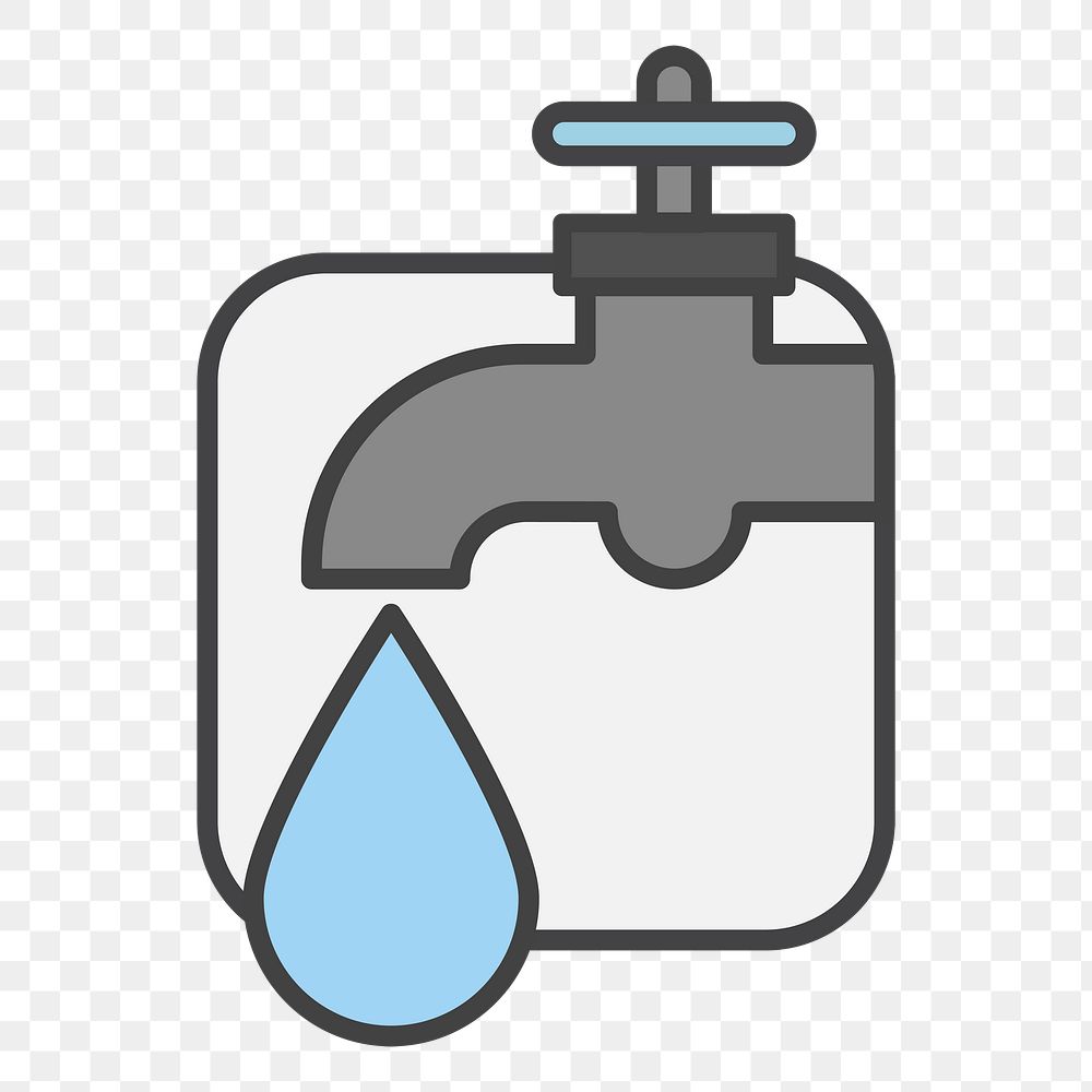 PNG Water faucet illustration sticker, transparent background
