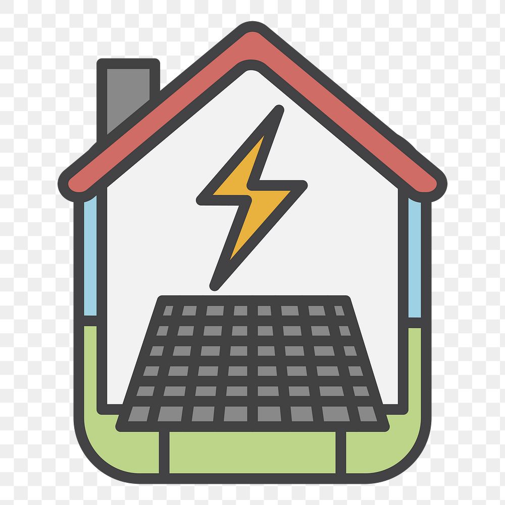 PNG Solar power home illustration sticker, transparent background