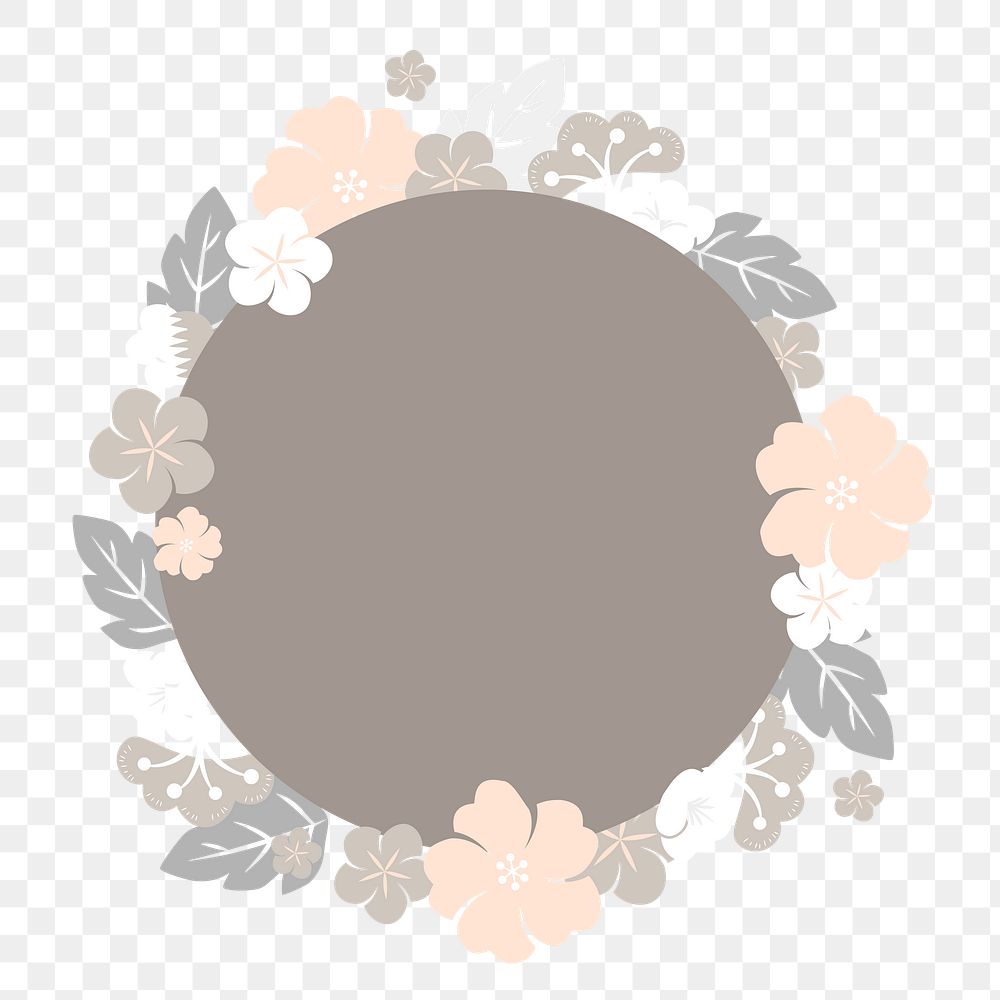 Japanese flower png badge, transparent background