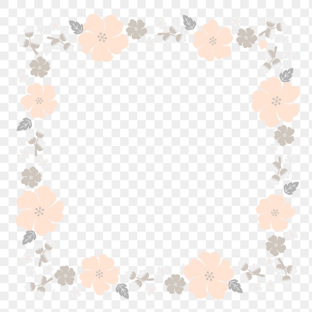 Japanese flower png frame, transparent background