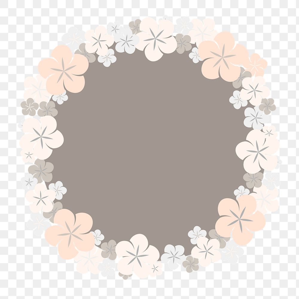 Japanese flower png badge, transparent background