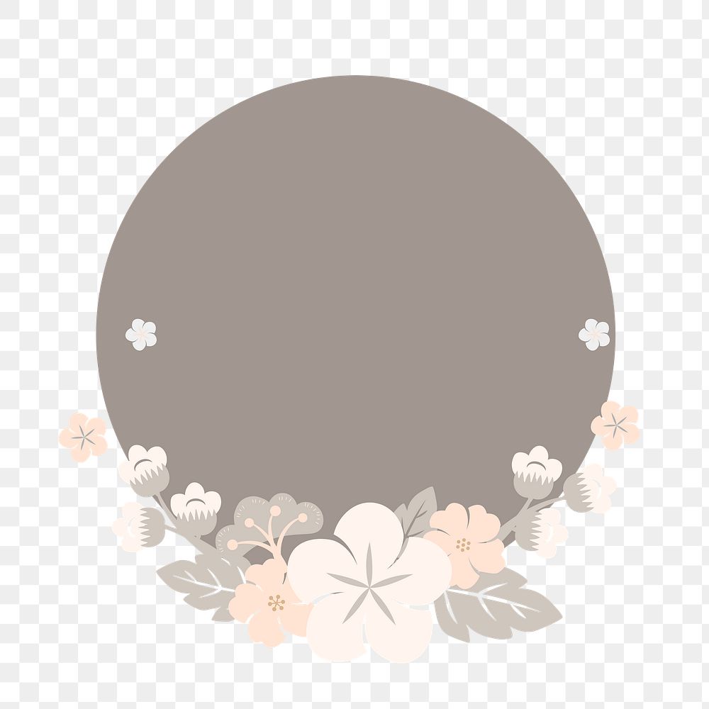 Japanese flower png badge, transparent background