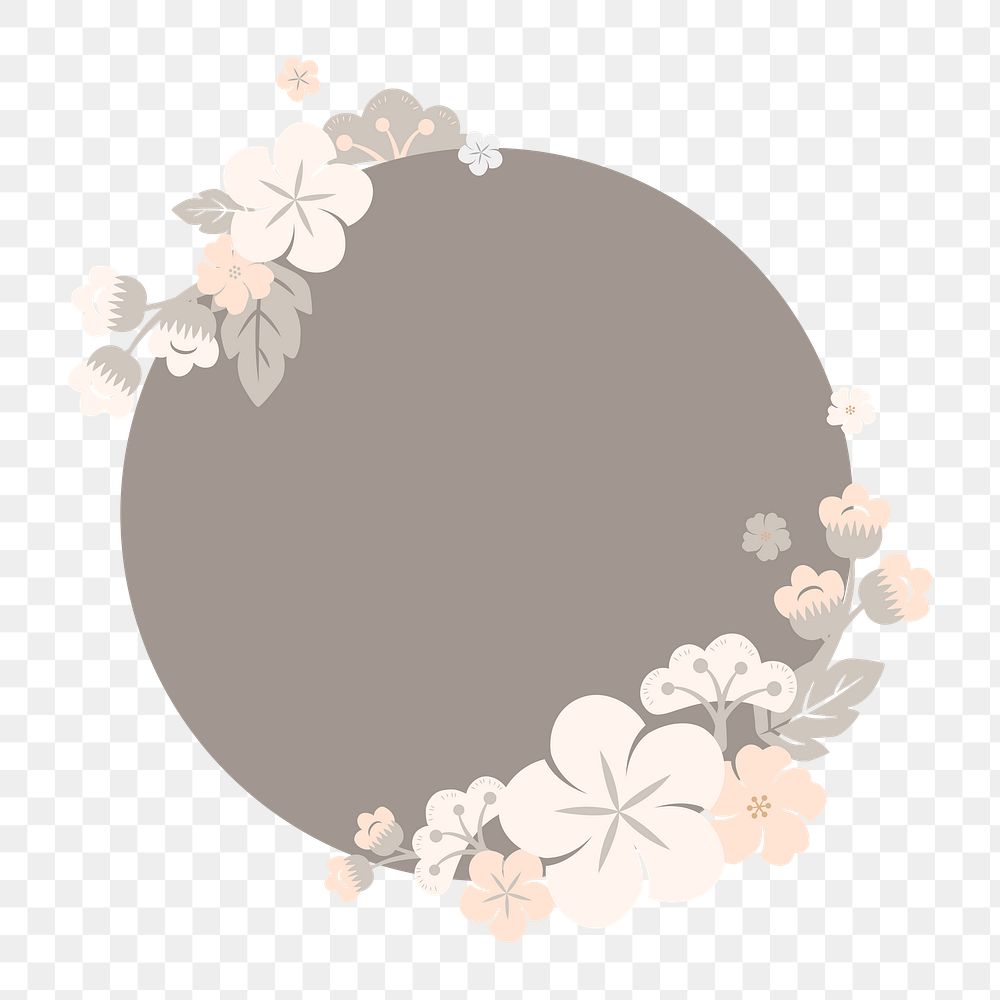 Japanese flower png badge, transparent background