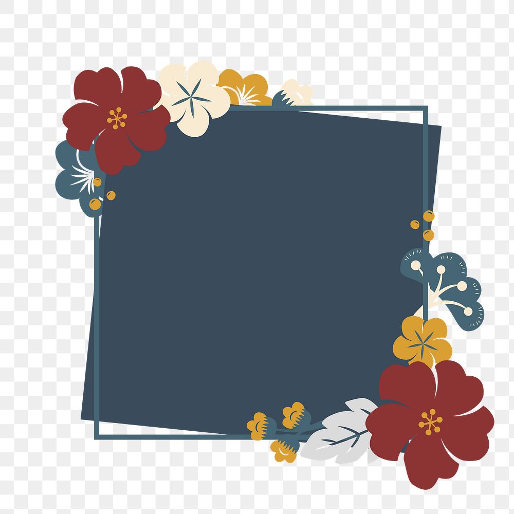 Colorful flowers png badge, transparent background