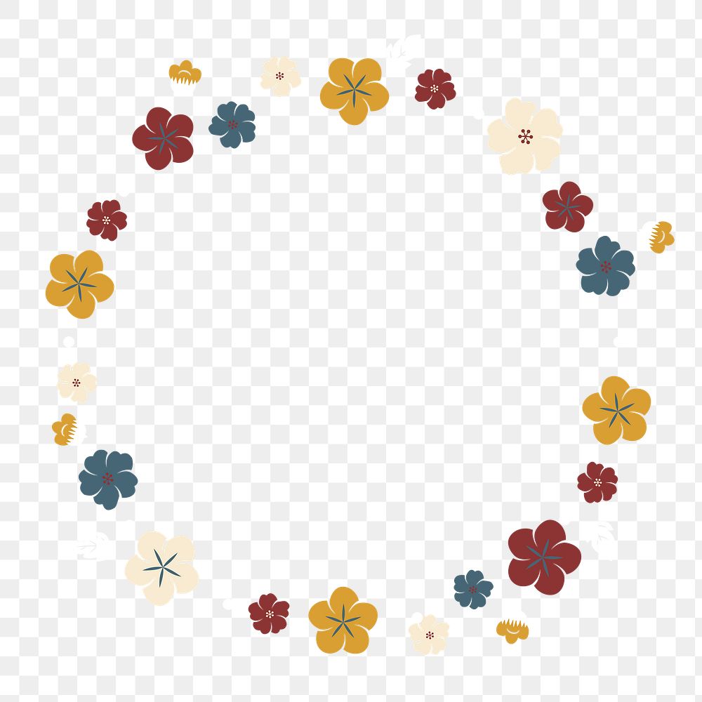 Colorful flowers png frame, transparent background