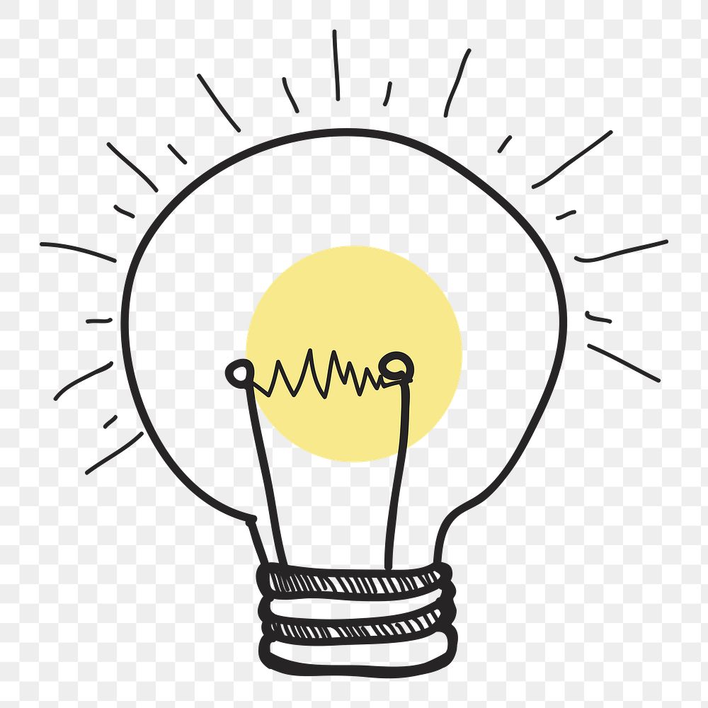 Light bulb png doodle illustration, transparent background