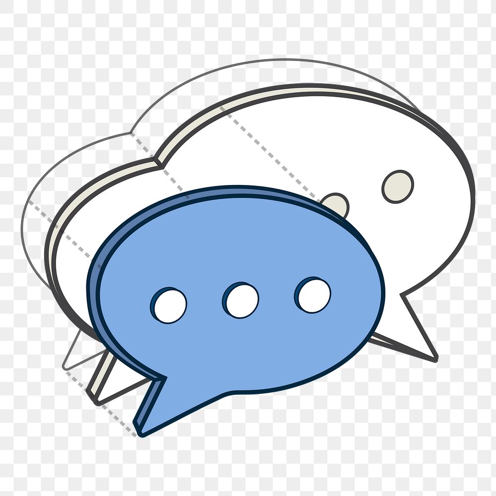  Png blue text message 3D icon, transparent background