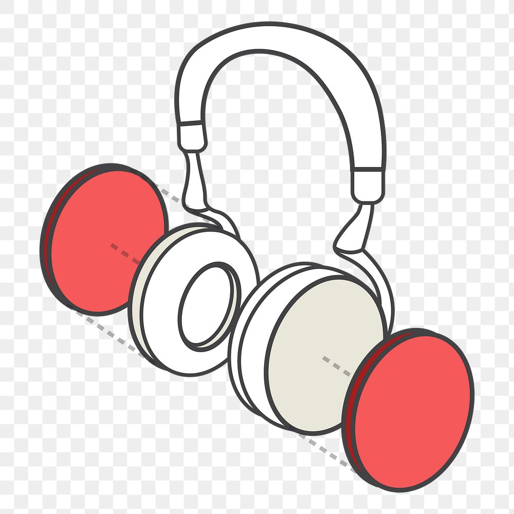  Png red headphones 3D icon, transparent background