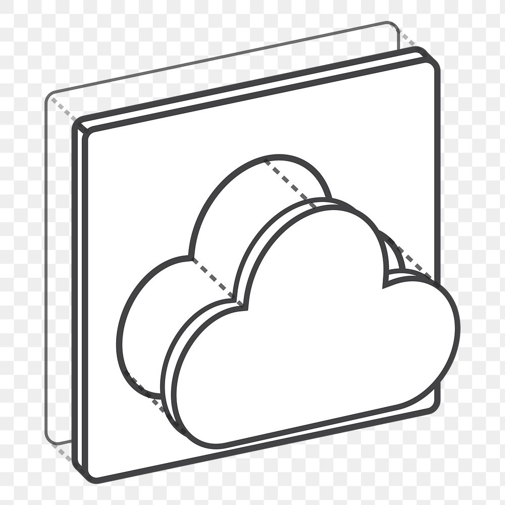  Png white cloud 3D icon, transparent background