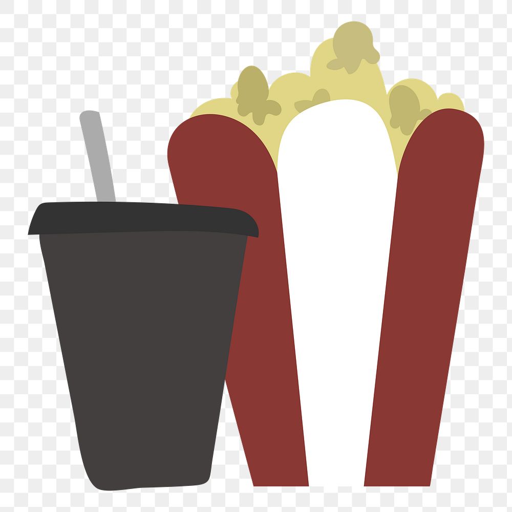 Popcorn & drink png illustration, transparent background