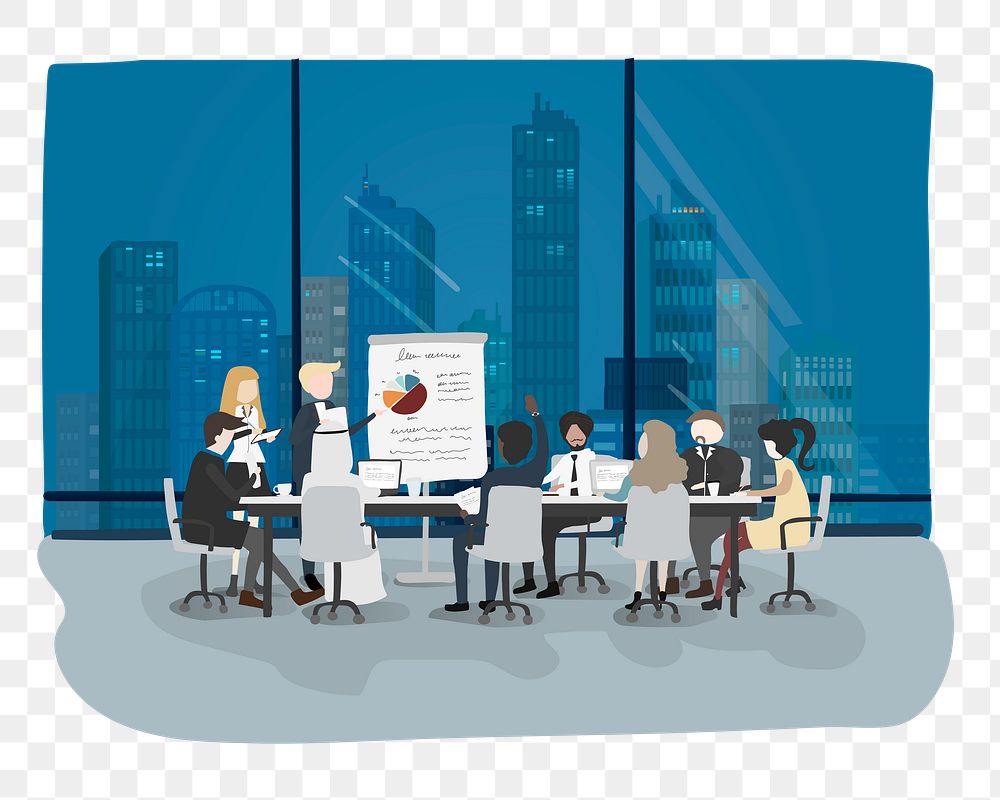Business meeting png illustration, transparent background