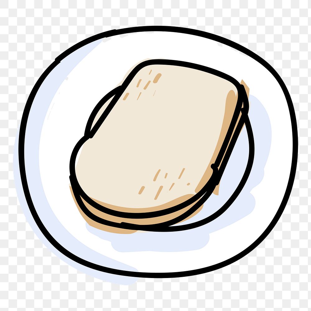  Png bread on plate illustration sticker, transparent background