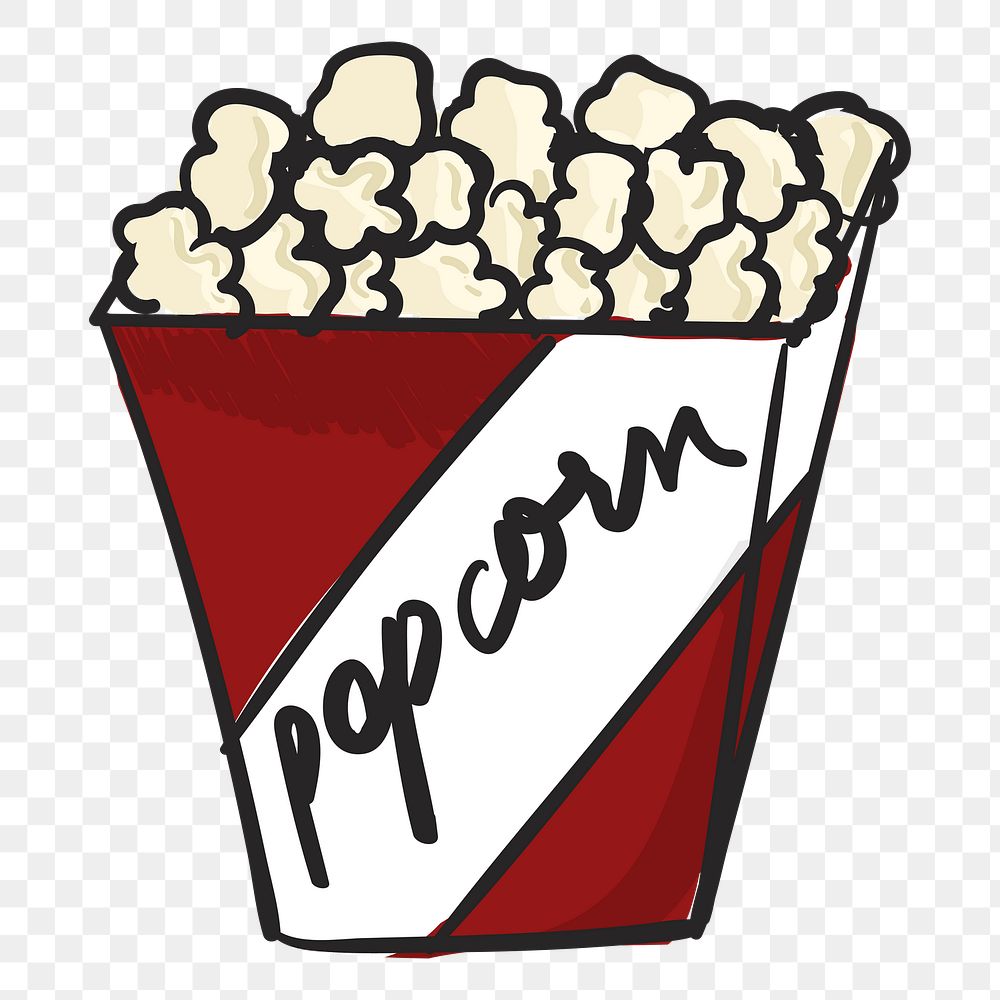  Png popcorn illustration sticker, transparent background
