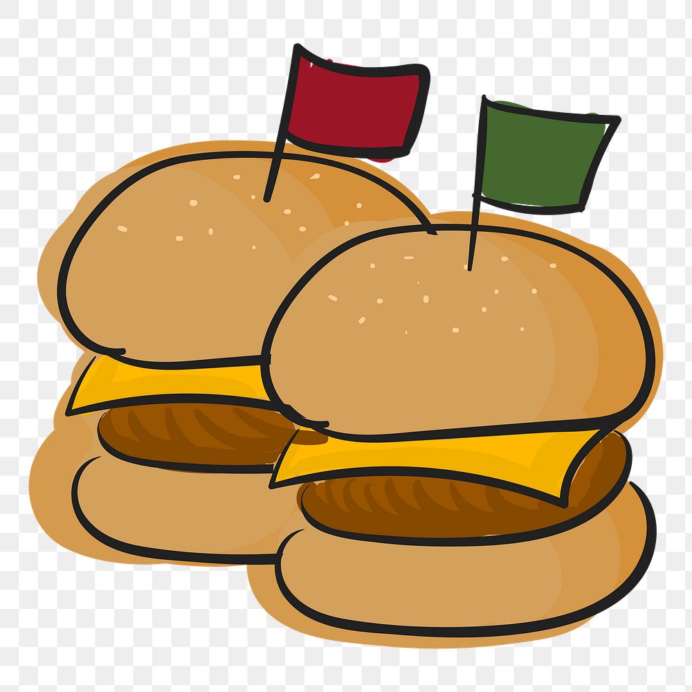  Png two hamburgers illustration sticker, transparent background