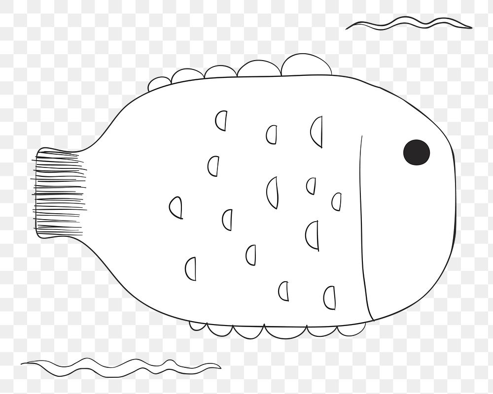 Cute fish png doodle illustration, transparent background